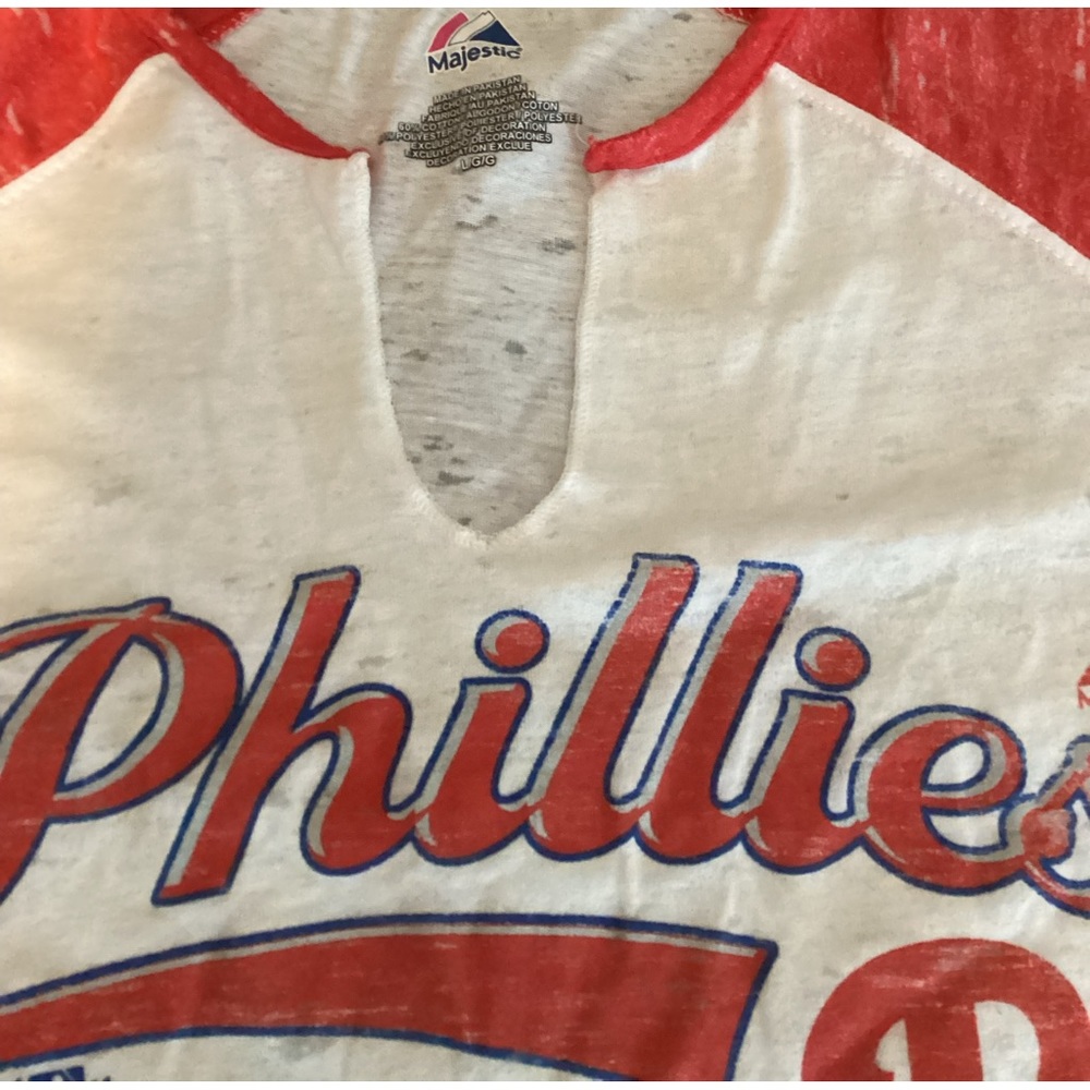 EUC PHILLIES 3/4 sleeve neck t